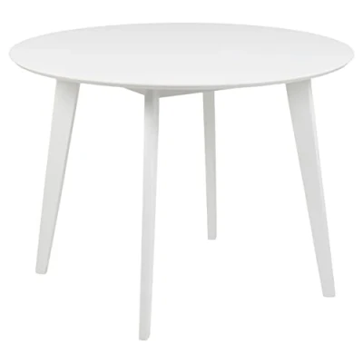 Abbildung von AC Design Furniture Roxanne Esstisch für 4 Personen in Weiß, Ø: 105 x H: 76 cm, Küchentisch mit Weißer Lackierung, Moderner Retro Stil das Esszimmer, Rund