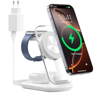 Abbildung von Mag Safe Ladestation Für Apple Watch und iPhone, ladegerät, 3 in 1 Faltbar Kabellos Ladegerät mit iPhone 16 15 14, Travel Charging Pad IWatch Ultra 2/1,AirPods