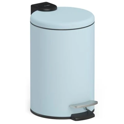Abbildung von stardis 3 Liter Treteimer Edelstahl Pastell blau matt mit Absenkautomatik Klappdeckel leise schließend Softclose Inneneimer Kosmetikeimer Mülleimer Abfalleimer Badezimmer
