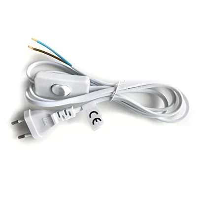 Abbildung von VASNER Lichtschalter für Zipris LED Spiegel Infrarotheizung/Spiegelheizung, Stromkabel mit Schalter und Euro Stecker, Separate Steuerung von Wärme &amp; Licht, Kabel 1.5 m, max. 2.5 A / 250 V (Weiß)