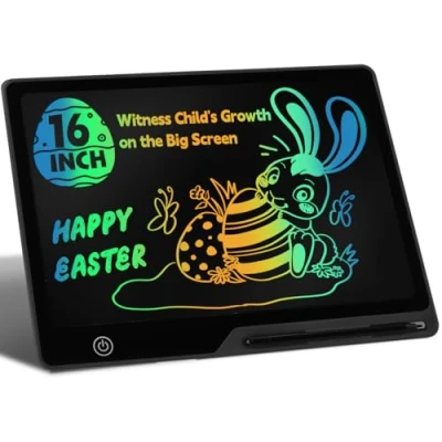 Abbildung von Kinayue LCD Schreibtablett Kinder 16 Zoll, Wiederaufladbare Maltafel Zeichentafel, Vorschule Lernen Spielzeug Weihnachten Geburtstag Ostern Geschenk 3 4 5 6 7 Jahre alt Mädchen Jungen Schwarz