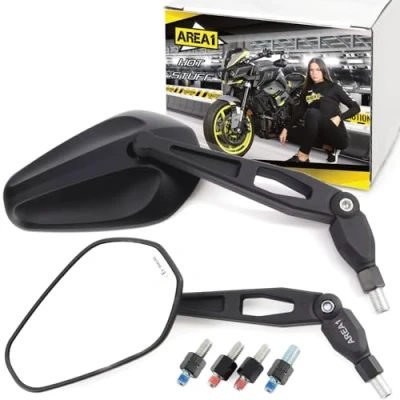 Abbildung von Area1 Motorradspiegel Motorrad Rückspiegel Set (Rechts + Links) E geprüft (E geprüft, inkl. 5 Adapter)