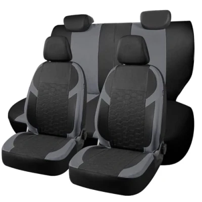 Abbildung von Chifeng Autositzbezüge Für Dacia Duster Jogger Logan Stepway Sandero Komplettset Polyester Autositzschoner (Grau)