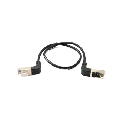 Abbildung von System S LAN Kabel 50 cm 8P8C RJ45 Stecker zu Winkel Adapter in Schwarz