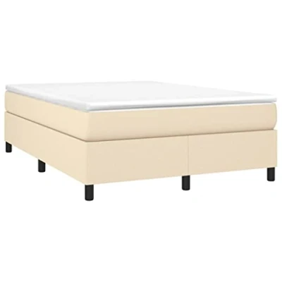 Abbildung von vidaXL Bettgestell, Polsterbett Bett für Schlafzimmer, Bettrahmen mit Lattenrost, Schlafzimmerbett Doppelbett, Creme 140x190cm Stoff