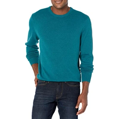 Abbildung von Amazon Essentials Herren Pullover mit Rundhalsausschnitt (in Übergrößen erhältlich), Grünblau Meliert, XXL