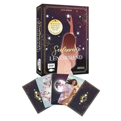 Abbildung von Lenormand Kartenset: Seelenreise Lenormand: 36 kunstvoll illustrierte Wahrsage Karten mit Goldrand und Begleitbuch Edle Box Magnetverschluss