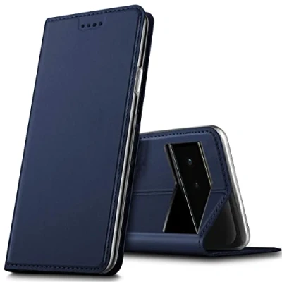 Abbildung von Verco Handyhülle für Google Pixel 6a, Premium Handy Flip Cover 6a Hülle [integr. Magnet] Book Case PU Leder Tasche, Blau