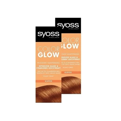 Abbildung von Syoss Color Glow Pflegende Haartönung Kupfer (100 ml), semi permanente Coloration für strahlende Farbintensität bis zu 8 Haarwäschen, ohne das Haar schädigen, 2x 100 ml