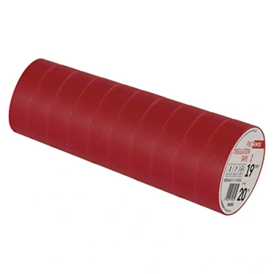Abbildung von EMOS PVC Isolierband Rot 10er Pack, 19mm x 20m, 0,13mm Bandstärke, selbstklebend, hohe Spannungsfestigkeit und Anwendungstemperaturbereich, UV beständig, wasserdichte Verbindung, ohne Textilgewebe