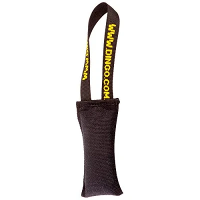 Abbildung von Dingo Hundespielzeug Beisswurst Agility Baumwolle mit Griff handgefertigt für Bisstraining Apportieren Schwimmend Schwimmfähig 15 x 8 cm Schwarz 15604