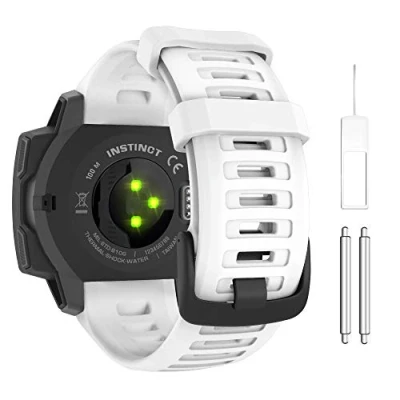 Abbildung von MoKo Armband Kompatibel mit Garmin Instinct/Instinct Solar/Tactical/Instinct 2 GPS Smartwatch, Weiches Silikon Uhrenarmband Sport Ersatzarmband Wechselarmband, Tundra Weiß
