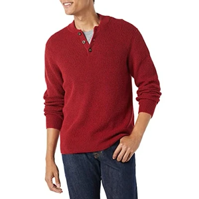 Abbildung von Amazon Essentials Herren Soft Touch Henley Pullover mit Langen Ärmeln, Rot, XXL