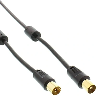 Abbildung von InLine 2 m x geschirmt &gt; 85dB Premium Antennenkabel schwarz