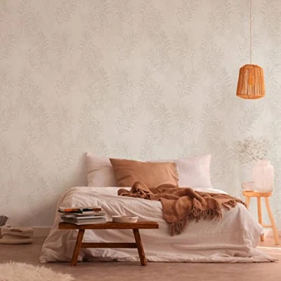 Abbildung von A.S. Création Vliestapete &quot;Terra Tapete Floral Blätter&quot;, matt gemustert neutral, Landhaus Natur Metallic Tapeten Wohnzimmer Schlafzimmer Küche