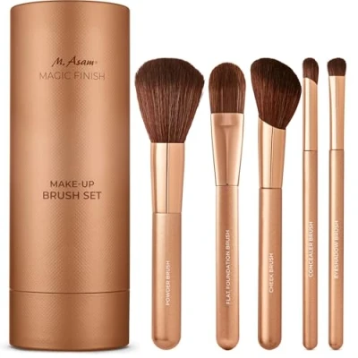 Abbildung von M. Asam MAGIC FINISH Pinselköcher Set (5 teiliges Set) für jeden Schminkschritt den richtigen Pinsel, mit Powder Brush, Cheek Flat Foundation Concealer Brush &amp; Eyeshadow
