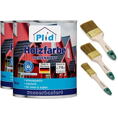 Abbildung von Premium Holzfarbe Holzlack Farbe für Holz Pinsel Weiß