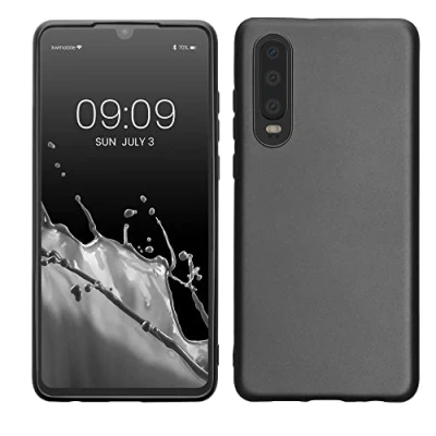 Abbildung von kwmobile Case kompatibel mit Huawei P30 Hülle Schutzhülle aus Silikon metallisch schimmernd Handyhülle Metallic Grau