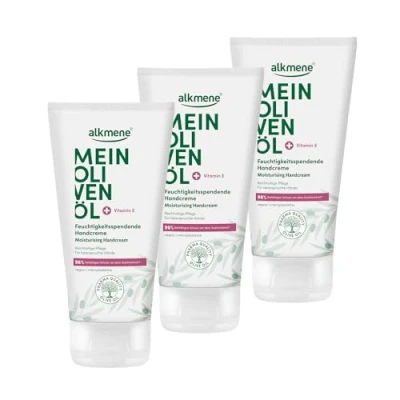 Abbildung von alkmene 3x Handcreme für sehr trockene Hände 75 ml 96% bestätigen Schutz vor dem Austrocknen Feuchtigkeitsspendende Hand Creme mit Olivenöl Männer &amp; Frauen Handpflege vegan