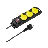 Abbildung von Vivanco ES3 B20 IP44, 2 m, 3 AC Ausgänge, Indoor, 1,5 mm², Schwarz, Gelb