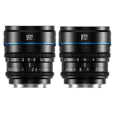 Abbildung von SIRUI Night Walker T1.2 S35 Cine Objektiv Set, 16mm und 75mm, große Blende, manueller Fokus, MS 2SMB, MFT Mount, Schwarz