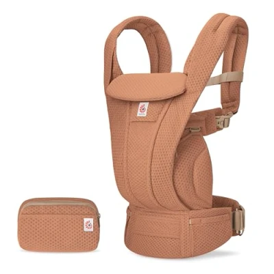 Abbildung von Ergobaby Omni Deluxe All in One Babytrage für Neugeborene ab Geburt bis 20kg, Ergonomische 4 Positionen Mesh Rückentrage Baby Tragetasche, Canyon Clay