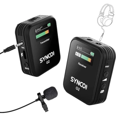 Abbildung von SYNCO G2 A1 Lavalier Mikrofon Wireless, Ansteckmikrofon Kabellos System bis zu 70m für DSLR Kamera Camcorder Smartphone PC Laptop Interview YouTube Videoaufnahme