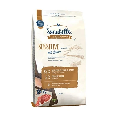 Abbildung von Sanabelle Sensitive mit Lamm Katzentrockenfutter für ernährungssensible Katzen 4 x 2 kg