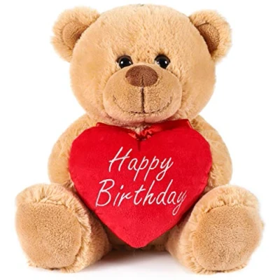 Abbildung von BRUBAKER Kuscheltier Teddy Plüschbär mit Happy Birthday Herz (1 St., Schmuseteddy, 25 cm hoch), kleiner Teddybär, Stofftier Plüschtier