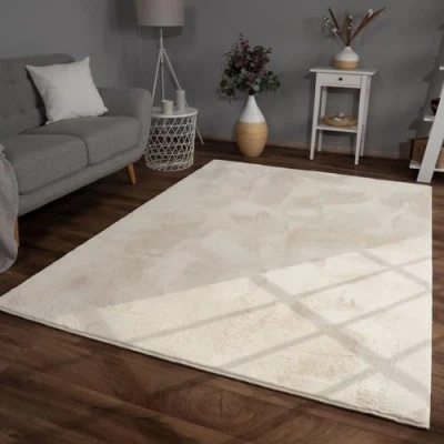 Abbildung von TT Home Teppich &quot;Suave 600&quot;, rechteckig, 14 mm Höhe, Wohnzimmer Hochflor Kunstfell Modern Unifarben Flauschig Weich
