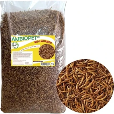 Abbildung von Naturprodukt Ambiopet 5 kg Mehlwürmer getrocknet für Nager Vögel Reptilien Fisch Igel auch Koifutter