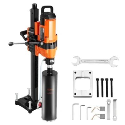 Abbildung von VEVOR Kernbohrmaschine Diamantkernbohrgerät mit Bohrdurchmesser 2 30 cm Ständer und Kernbohrer, 3500 W robuster Beton Nass Trockenanwendung für Ziegel