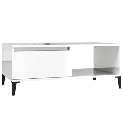 Abbildung von vidaXL Couchtisch Beistelltisch Wohnzimmertisch Sofatisch Teetisch Kaffeetisch Tisch Wohnzimmer Hochglanz Weiß 90x50x36,5cm Holzwerkstoff
