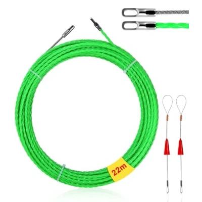 Abbildung von 22 m Kabeleinziehhilfe Einziehspirale Zugdraht, Polyester Einziehdraht mit 2 Führungsfeder, Einziehband φ4 mm,Kabelziehhilfe Einzugsfeder Einziehband,Kabeleinziehhilfe Fischband Drahtzieher (Grün)