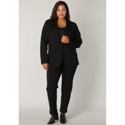 Abbildung von Base Level Curvy Jerseyblazer, mit Taschenklappen