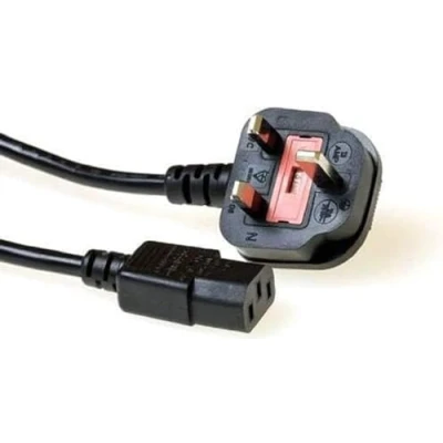 Abbildung von ACT Kaltgerätekabel 2.5m (UK Stecker), C13 Kabel, PC Stromkabel, Typ G Stecker auf 3 Pin Schutzkontakt gewinkelt AK5060