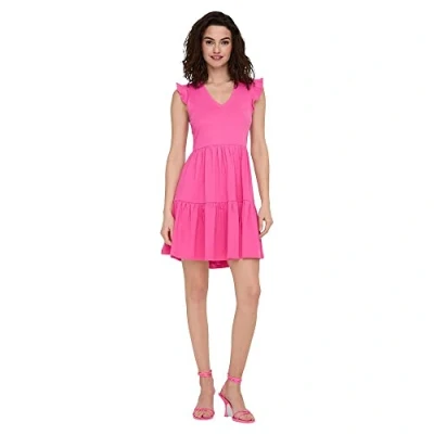 Abbildung von ONLY RÜSCHEN Freizeitkleid, Damen, Größe: Large, Shocking pink