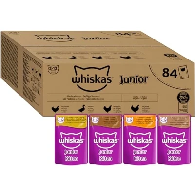 Abbildung von Whiskas Portionsbeutel Junior Geflügel Auswahl, 84er Pack
