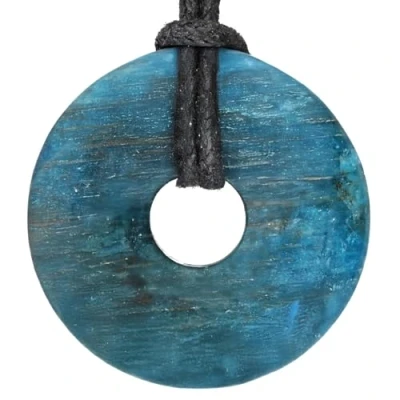 Abbildung von Lebensquelle Plus Apatit Edelstein Donut Ø 30 mm + Baumwollband Anhänger Echte Heilsteinkette inkl. Band
