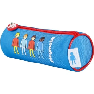 Abbildung von DOHE Rundes Schulmäppchen Reißverschluss, offiziell lizenziert, strapazierfähiges Polyester, 21x7,5x7,5 cm, Schulmaterial Playmobil Core Blau