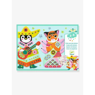 Abbildung von DJECO Strasssteine und Collage Sticker Set, Do it yourself Buch für Kinder, 3 Jahre, mehrfarbig