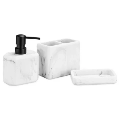 Abbildung von Navaris Badezimmer Set 3 teilig Marmoroptik Bad Accessoires, (1 St)