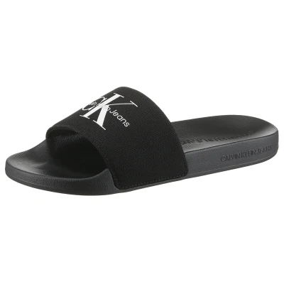 Abbildung von Calvin Klein Jeans Slide Monogram Pantolette flach, Herren, Größe: 41, Black/bright white Schuhe