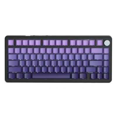 Abbildung von ATTACK SHARK X85 Gasket Mechanische Tastatur mit Drehregler, 75% kabellose Gaming fünfschichtiger Polsterung, BT5.0/2.4G/USB C,RGB, Hot Swap fähig, PBT Tastenkappen (Lila)
