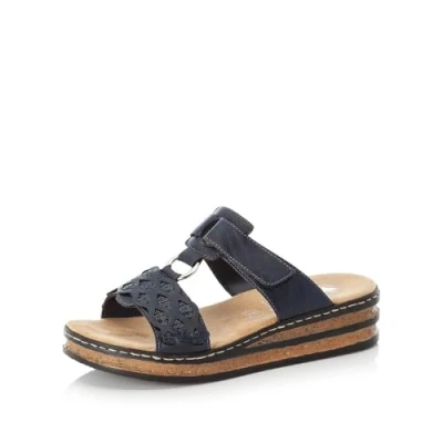 Abbildung von Rieker Pantolette, Keilabsatz, Sommerschuh, Schlappen mit Riemchen in Flechtoptik