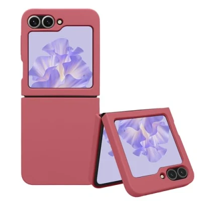Abbildung von kwmobile Flip Soft Case kompatibel mit Samsung Galaxy Z Flip6 Hülle Silikon Cover für Foldable Handy Handyhülle in Dark Rose