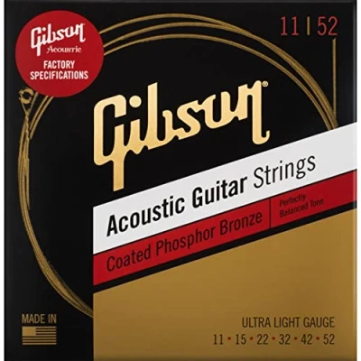 Abbildung von GIBSON ACCESSORIES Saiten Coated Phosphor Bronze Acoustic Ultra Light 11 15 22 32 42 52, für Akustikgitarre (SAG CPB11)