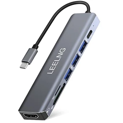 Abbildung von USB C Hub für MacBook, 7 in 1 Adapter Mac mit HDMI, SD/TF Kartenleser, Docking Station Computer/MacBook Pro Air/iPad/Surface/Samsung/Steam Deck/RogAlly/Type
