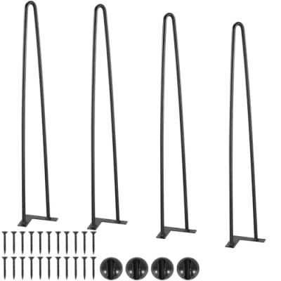 Abbildung von VEVOR 4er Set Tischbeine Haarnadelbein 710mm hoch 110x110mm Montageplatte Kohlenstoffstahl Pulverbeschichtet Hairpinlegs 227kg Tragfähigkeit Ideal für Küchentische Wohnzimmerkonsolen Studio Tische