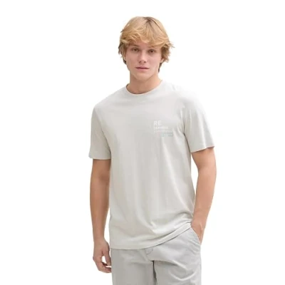 Abbildung von TOM Tailor Denim Tshirt print, Herren, Größe: Large, Chalk grey